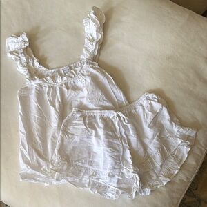 Women's White Ruffled Sleepwear Set